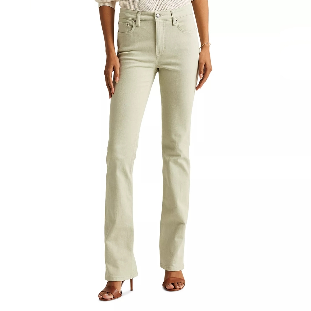 Lauren Ralph Lauren sage Green high rise boot leg jeans 33" inseam size 18
